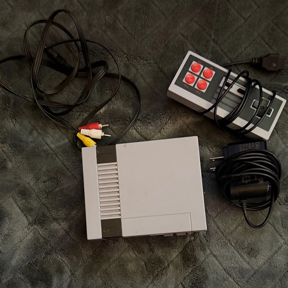 Classic Gray Gaming Console with Controller